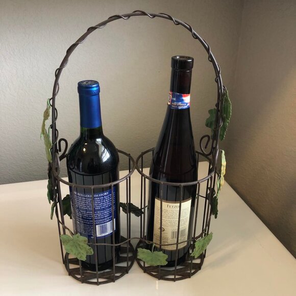 NWT ALEXANDRA'S ACCENTS Tuscan Bronze Grapevine 2 Bottle Wine Caddy - Picture 5 of 5